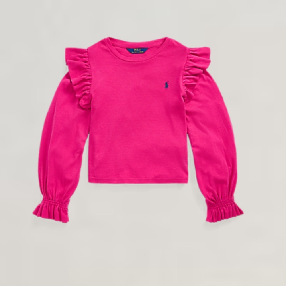 NWT Polo Ralph Lauren Girls Ruffled Long-Sleeve Top